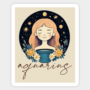 ♒ Visionary & Unique | Celestial Aquarius Zodiac Art Magnet